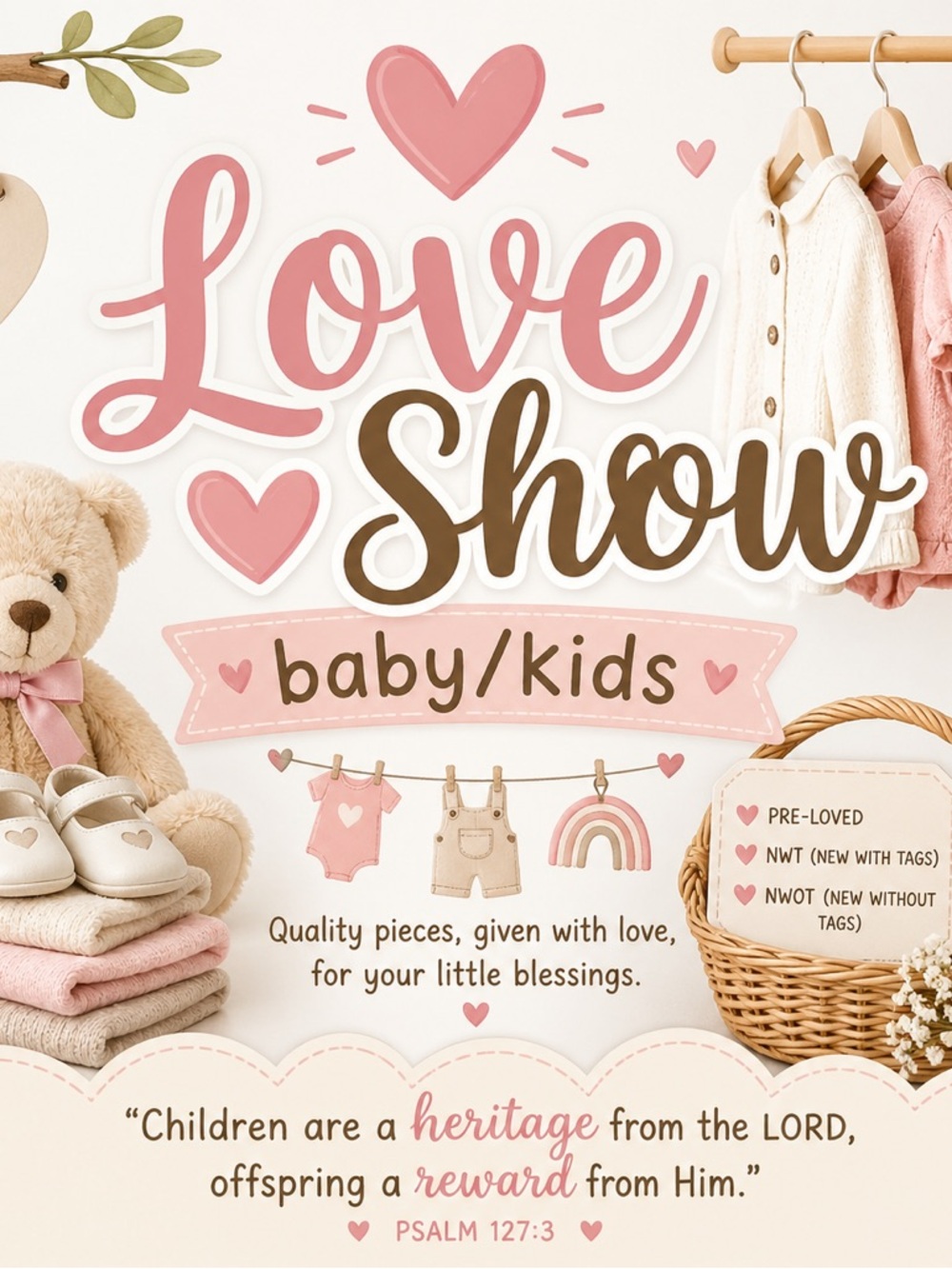 Love Show baby/kids Sign - Pink & Brown Nursery Artwork
